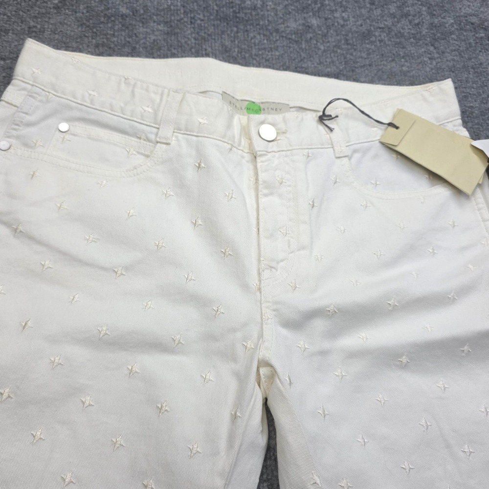 Stella McCartney Boyfriend Skinny Pants Women's 31 Ivory Star Embroidered NWT